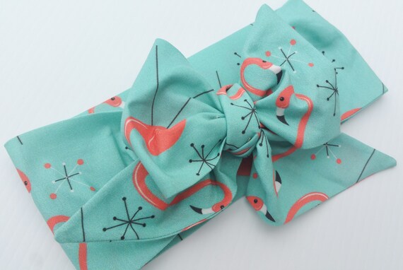 Baby Head Wrap Baby Headwrap Pink Flamingo Original Fabric Design ArtzeeChris Baby Turban Toddler Headwrap Girls Headwrap Pink Turquoise