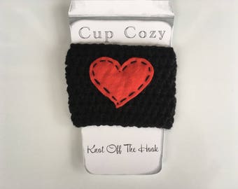 Crochet cup cozy with heart