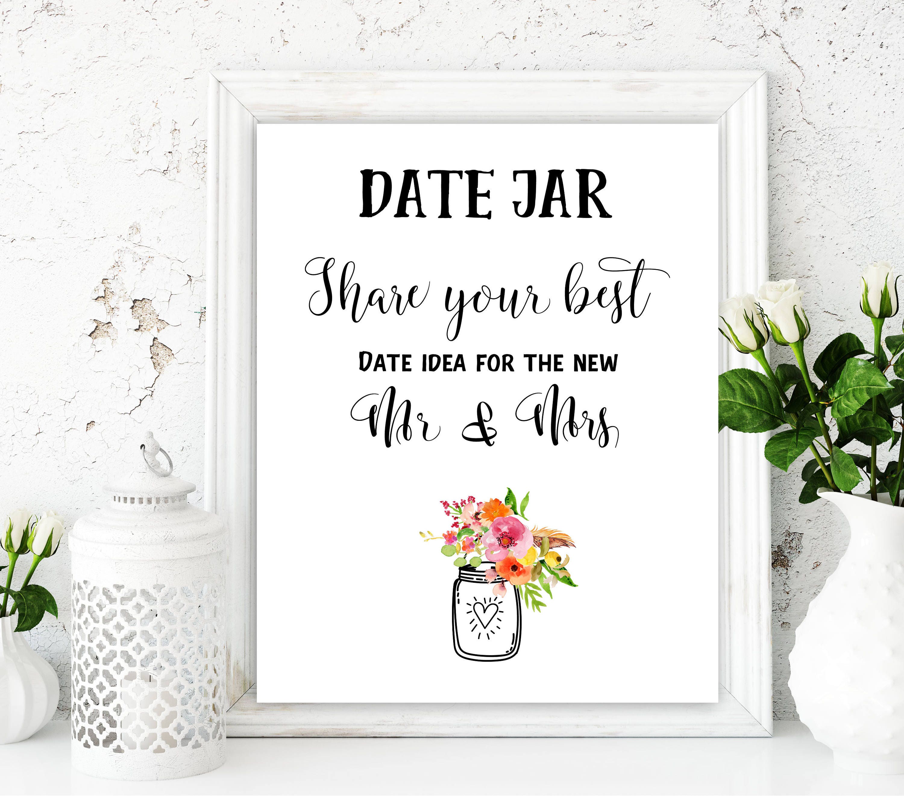 Date Night Ideas Jar Wedding Date Jar Sign Date Night Jar 