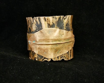 Statement Cuff Bracelet Copper Celestial Cuff Bracelet Ethnic Rustic Cuff Bracelet Bold Wide Artisan Cuff Bracelet One of a Kind Cuff