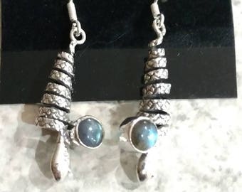 Labradorite Coiled Snake Earrings