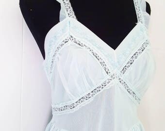 Birkshire Light Blue Nightgown with Lace Trim