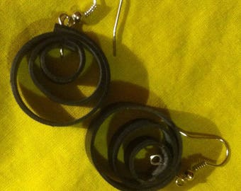 spiral black inner tube earrings