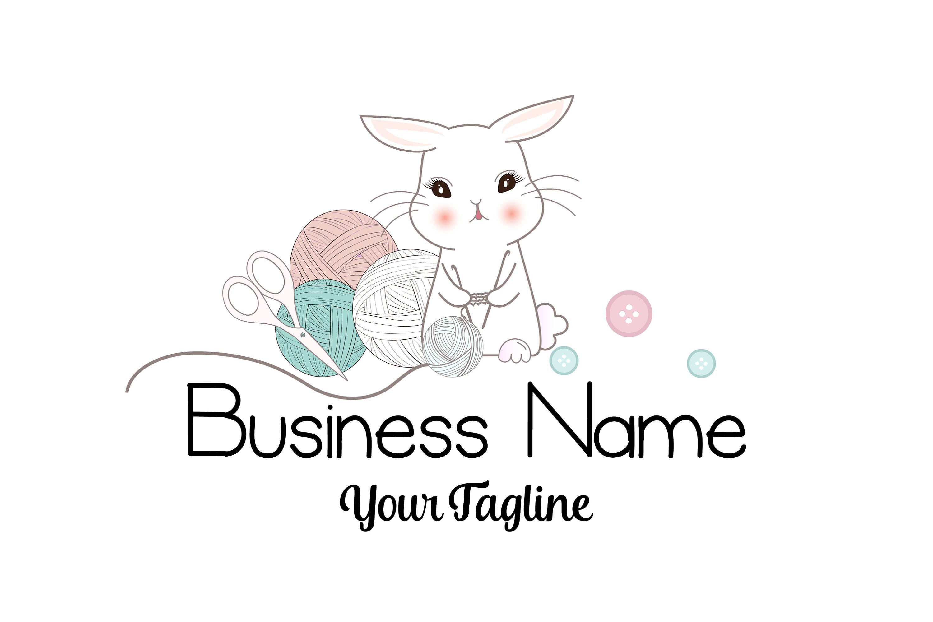 Custom logo design bunny crochet yarn logo rabbit sew