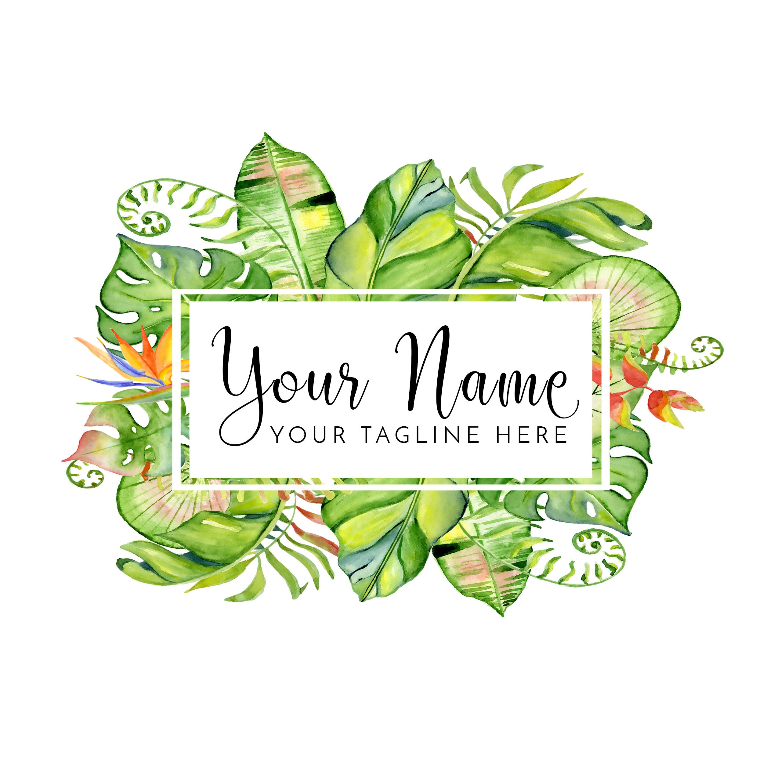 Tropical Logo Premade Logo Watercolor Logo Island Logo