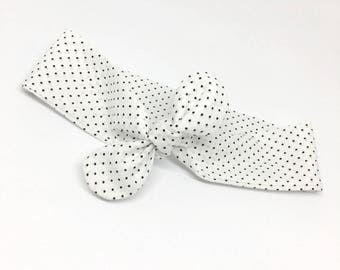 White headband with polka dots