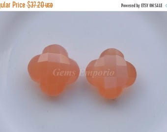 ON SALE Orange Moonstone 10 mm Faceted Flower Briolettes / Fine Quality / Indian Origin. Priced per Pair.