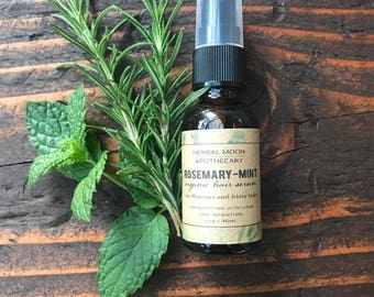 Rosemary-Mint organic hair serum • smoothing and conditioning • frizzy, damaged hair, hair loss • vegan friendly • 1oz (30ml) glass bottle