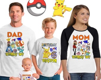 15% Off Pokemon birthday shirt /Pokemon shirt /family matching shirts/Pokemon birthday party shirt /Pokemon/ family shirts