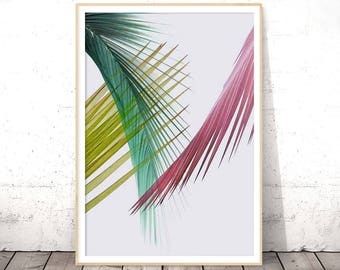 Palm Leaf Art Print, Printable Palm Leaf, Palm Leaves Print, Palm Leaf Wall Art, Tropical Wall Print, Digital Poster Tropical, Palm Leaf