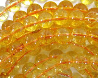 8mm citrine round beads 15.5" strand 34651
