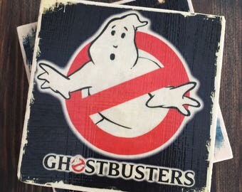 Ghostbusters Movie Stone Coaster Set, Handmade, 80s, Classic Movies, Birthday, Party Supplies