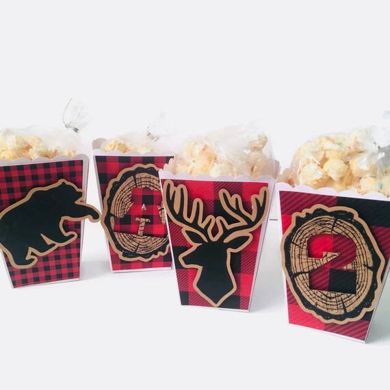 Lumberjack Man Cave Custom Inital & number Popcorn Boxes