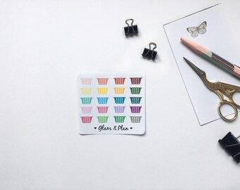 16 Laundry Basket Planner Stickers | Erin Condren Filofax Happy Planner