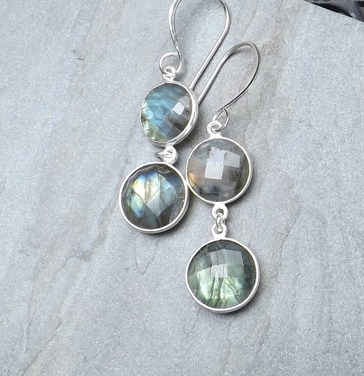 Labradorite Earrings Sterling Silver Dangle Labradorite