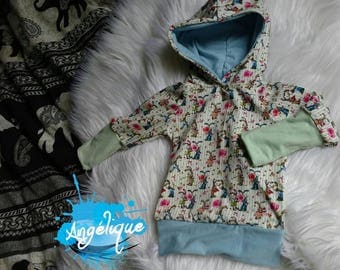 KidHoodies Hoodie, vintage, rabbit, bunny, 3-12 months, girl, girl, evolutionary growup, pastel
