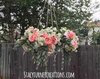 Baby girl flower mobile - nursery flower mobile - rustic nursery decor - girl bedroom decor - flower girl decor - rustoc girl decor - pink
