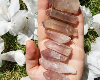 Rare Pink Lithium Quartz Point - 2 Sizes - Open Heart Chakra, Heighten Awareness, Healing Love Beam, Balance Brain with Heart.