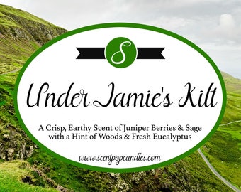 NEW LOOK! Under Jamie's Kilt, Outlander Inspired Soy Candle