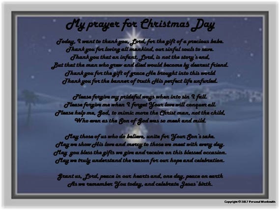 Original Christmas Card Poem Print Christmas Prayer Blessing