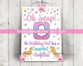 Printable Unicorn Snapchat Sign, Unicorn Snapchat Geofilter Sign, Printable Unicorn Snapchat Filter Sign, Unicorn Snapchat Sign Download