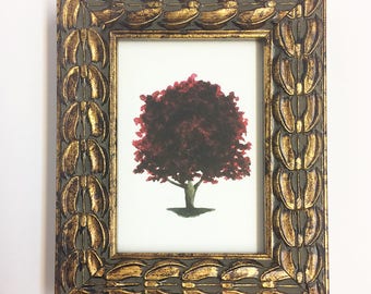 2.5x3.5 Mini Cherry Plum Tree Glicée Print with Gold Rustic Frame