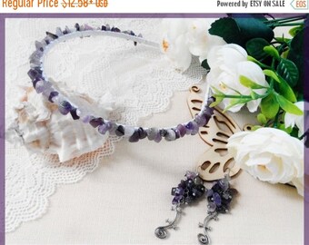 Sale Friendship gift Gemstone Amethyst earrings Woman headband Bridal hair crown Purple hair band & earrings February Birthstone jewelry