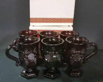Avon Cape Cod ruby red pedestal mugs Set of 6 in 3 Original boxes.