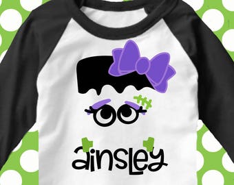Halloween svg, girls halloween svg, Frankenstein svg, monster svg, png, eps, DXF, kids halloween shirt, Face, Cut File, Cricut, Silhouette