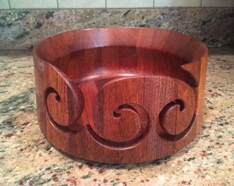 Wooden Yarn Bowl - Vintage - 10.5" diameter (at widest point) 4.75" in height - very, very, very, hard wood