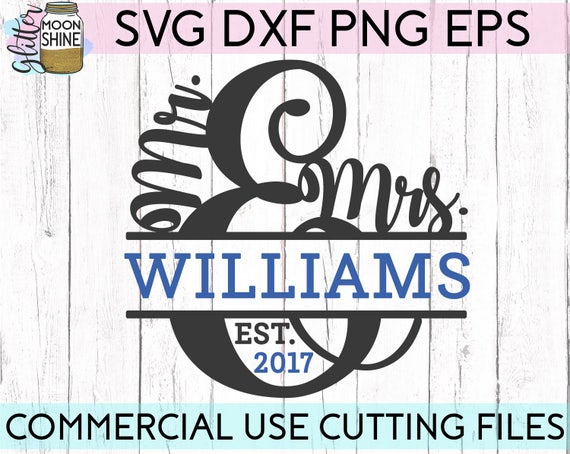 Download Mr. And Mrs. Split Monogram Frame svg eps dxf png Files for