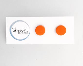 Handmade polymer clay earring studs- orange