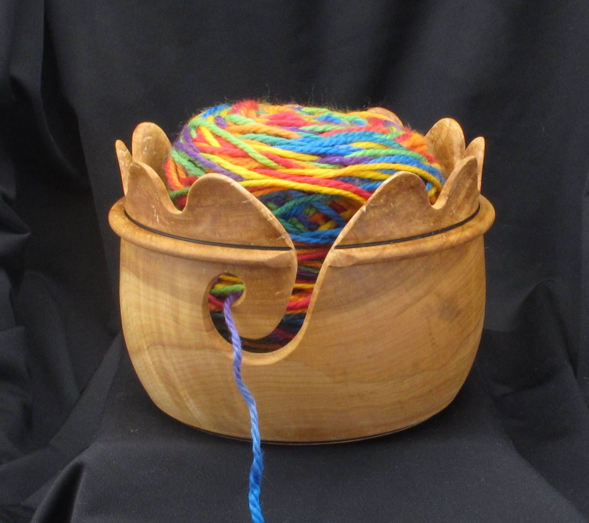 Yarn Bowl Hardwood Maple Wooden Yarn Bowl Carved & Figured