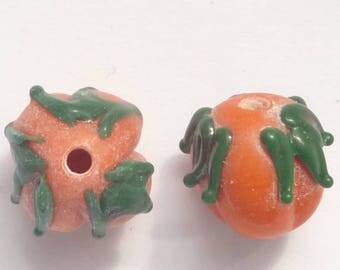 20 Lampwork Glass 12mm Halloween Pumpkin Beads