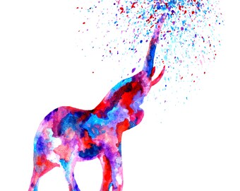 Elephant | Simple Minimalist Elephant Animal South Africa Watercolour Art Painting, Fine Art, Wall Art, Home Decor Print