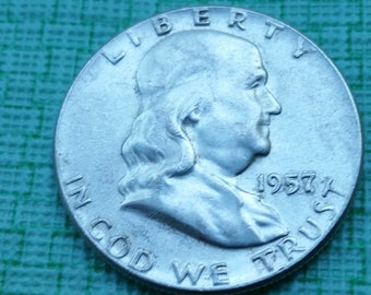 1957 Franklin silver half dollar AU (jy 463)