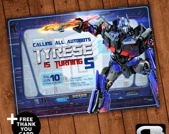 Transformers Invitation with FREE Thank You Card - Invite - Transformers Birthday Invitation - Party - Digital File Download