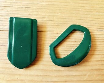 1930s Green baketlite dress clip and belt buckle