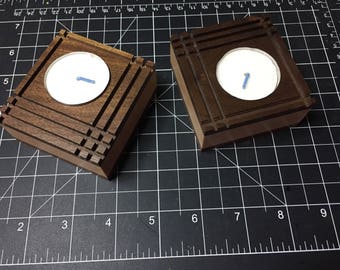 Wooden Fibonacci Tealight Candle Holder - Set of 2