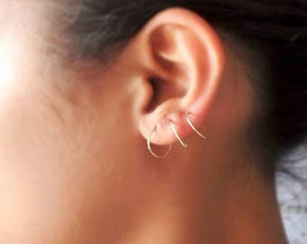Simple Hoops - Sterling Silver - Gold Filled - Rose Gold Filled - 10mm Hoops - 7mm Hoops - Small Thin Hoops - Cartilage Hoop - Single Hoop