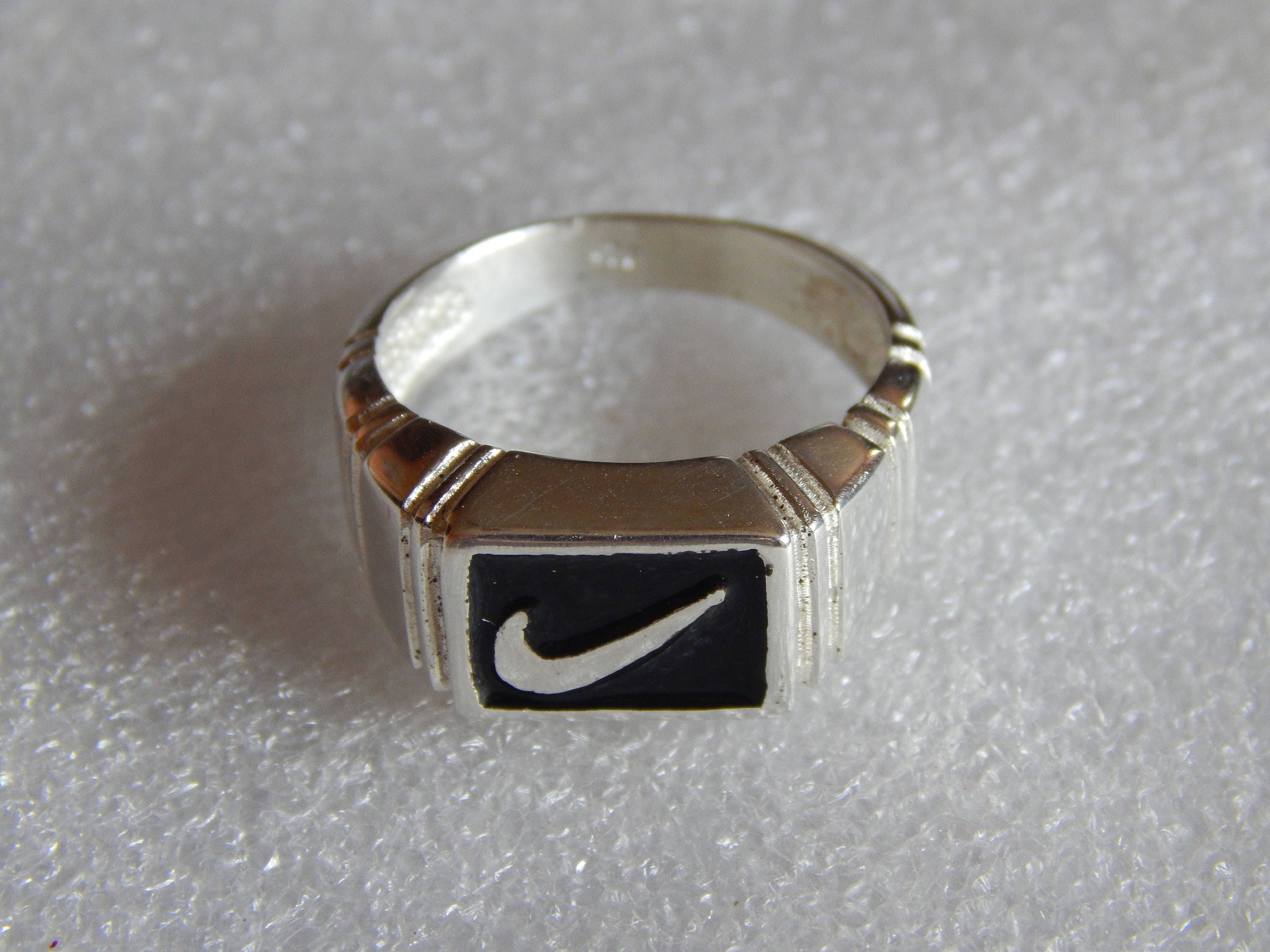 Silver Nike Ring 925 silver with black enamel