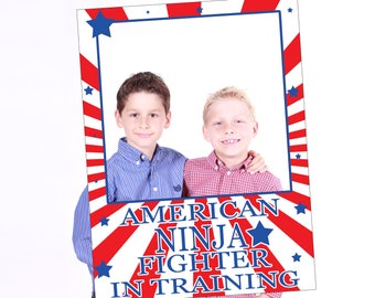 Large Personalized American ninja photo booth frame prop, Ninja party decorations, american photo booth props, warrior Party Props,10011239