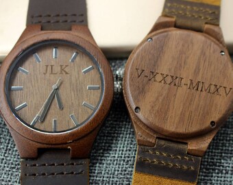 Father of the Groom Gift Personalized Wood Watch Anniversary Gifts for Boyfriend Watch for Groomsmen Wedding Gifts Set Wooden Watch Engraved