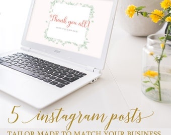 5 Instagram / Social Media Images / Posts / Graphics created using your colors and style. Perfect for boosting your business on Instagram!