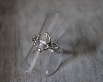 Fancy silver ring with anchor