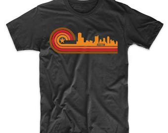 Retro Style Austin Texas Skyline T-Shirt