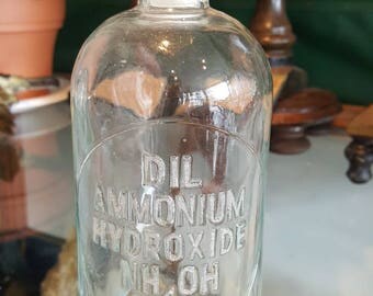 Vintage Dil ammonium hydroxide glass stopper laboratory bottle