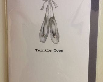 Twinkle Toes Ballet Shoes Card taken from an Original Watercolour / Notelets / Birthday Cards / Thank you Cards / Blank Cards