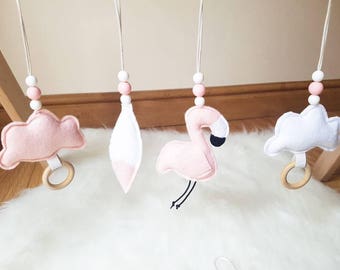 4 Piece Baby Gym Toys | Hanging Gym Toys | Activity Gym Toys | Felt Crib Toys | Silicone Teething Toy | Baby Shower | Newborn Gift