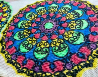 Sock Blank Hand Dyed / Mandala / Tissu Tricoté Peint à la main